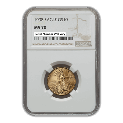 1998 $10 Gold Eagle - 1/4 oz  - NGC MS70