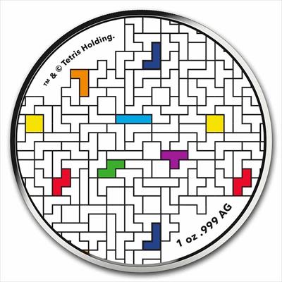 2021 Tetris -Tetrimino Blocks - 1oz .999 Silver Coloured Round