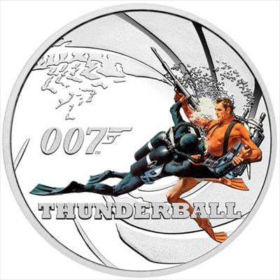 2021 James Bond Thunderball  Coloured Coin 1/2 oz Silver Proof