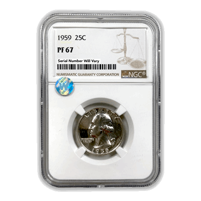 1959 Washington Silver Quarter Philadelphia -  NGC PF67 Sight White