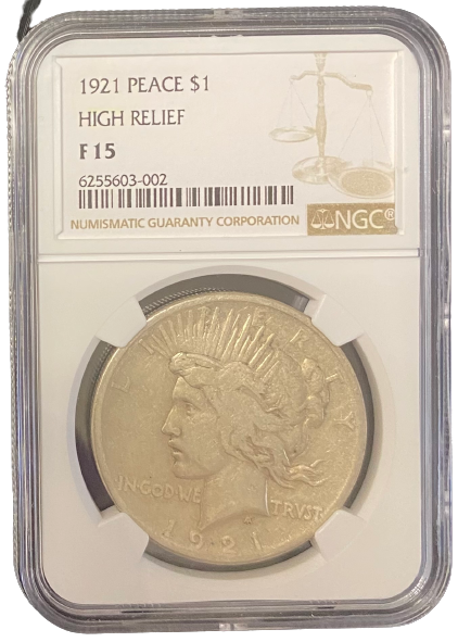 1921 Peace Silver Dollar - High Relief - NGC F15
