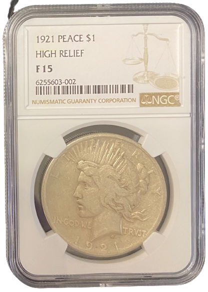 1921 Peace Silver Dollar - High Relief - NGC F15