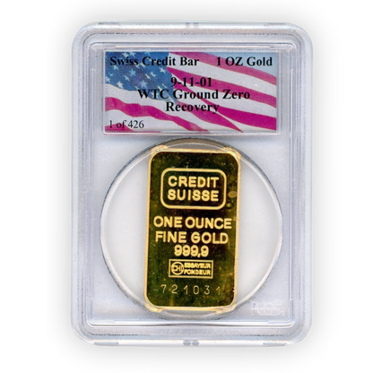 Credit Suisse 1 oz Gold Bar - PCGS WTC Recovery