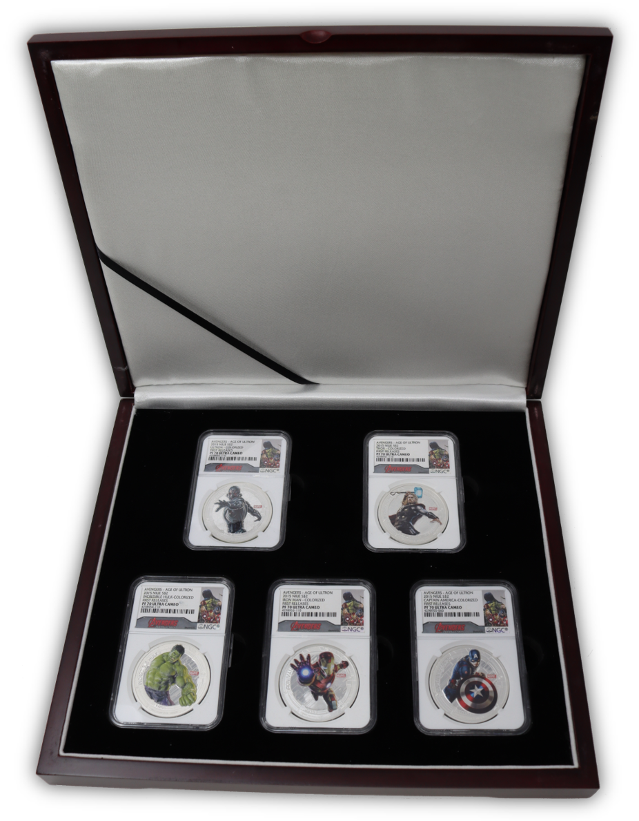 2015 Avengers 1 Oz Silver 5 Coin Set - NGC PF70 First Release