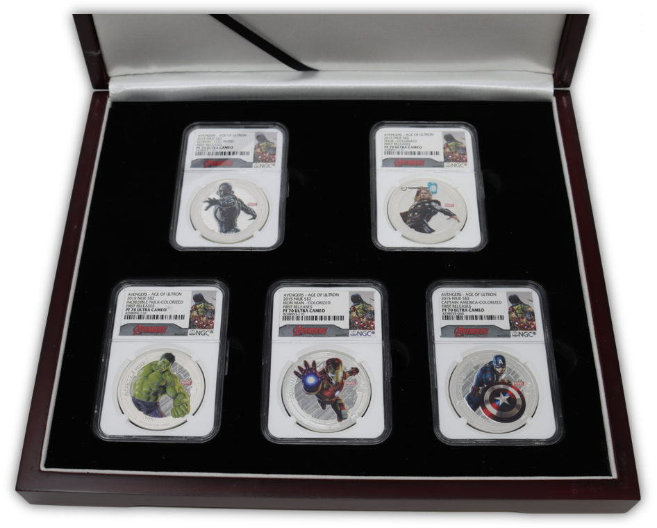 2015 Avengers 1 Oz Silver 5 Coin Set - NGC PF70 First Release