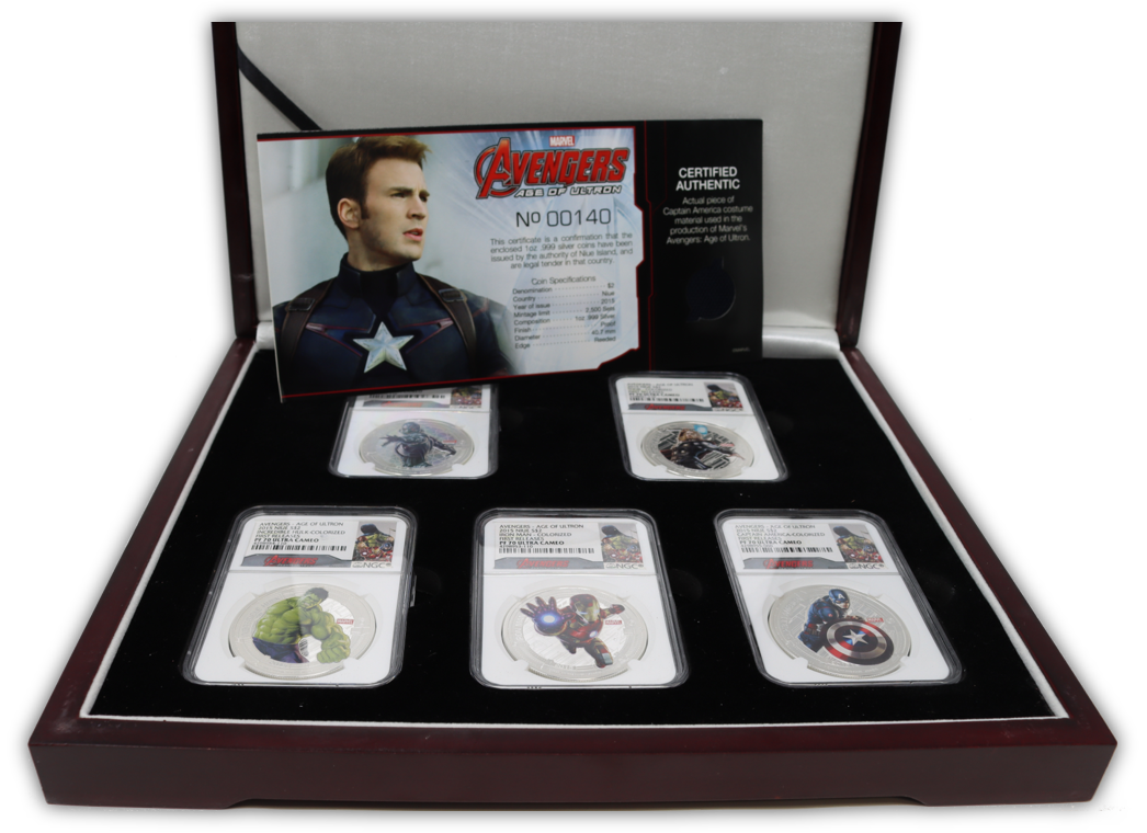 2015 Avengers 1 Oz Silver 5 Coin Set - NGC PF70 First Release