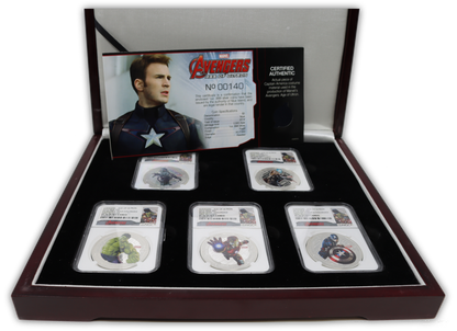 2015 Avengers 1 Oz Silver 5 Coin Set - NGC PF70 First Release