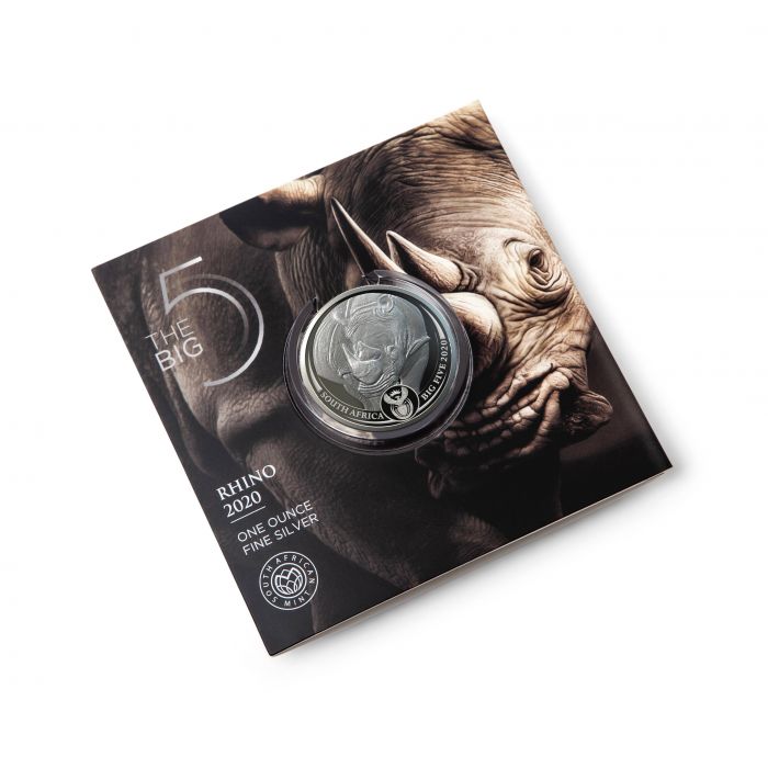 2020 Big Five Rhino - 1 Oz Silver - South African Mint - Brilliant Uncirculated