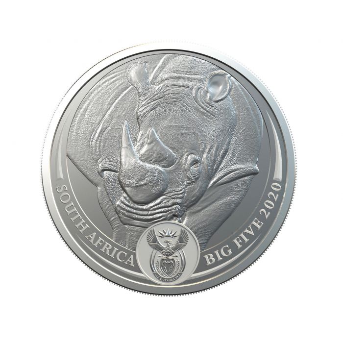 2020 Big Five Rhino - 1 Oz Silver - South African Mint - Brilliant Uncirculated