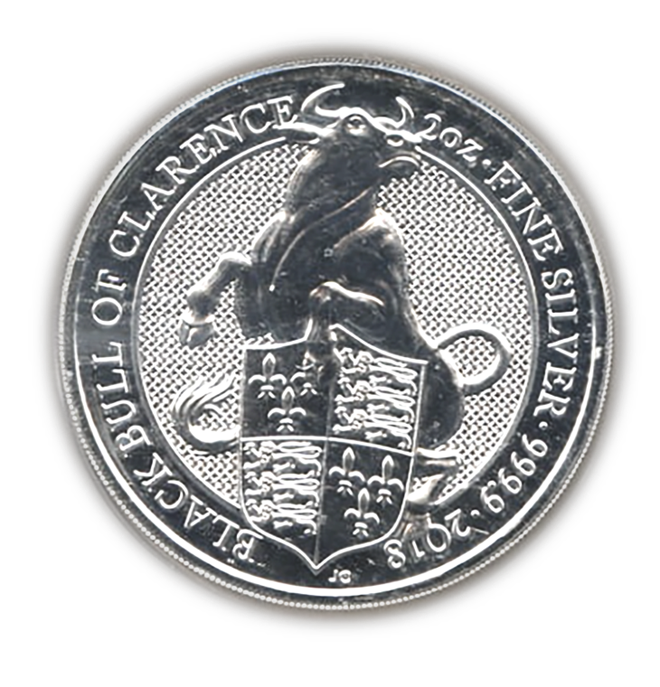 2018 Black Bull of Clarence 2 Oz Silver Bullion - Queens Beast