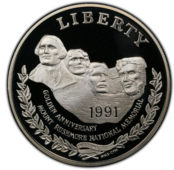 1991 Mt. Rushmore Commemorative Silver Dollar San Francisco
