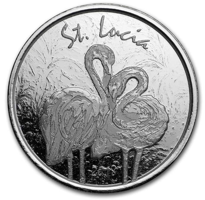 2018 St. Lucia Flamingo - 1 oz 999 Silver Coin BU