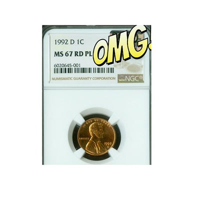 1992 Lincoln Cent Denver - NGC MS67 RD PL Prooflike