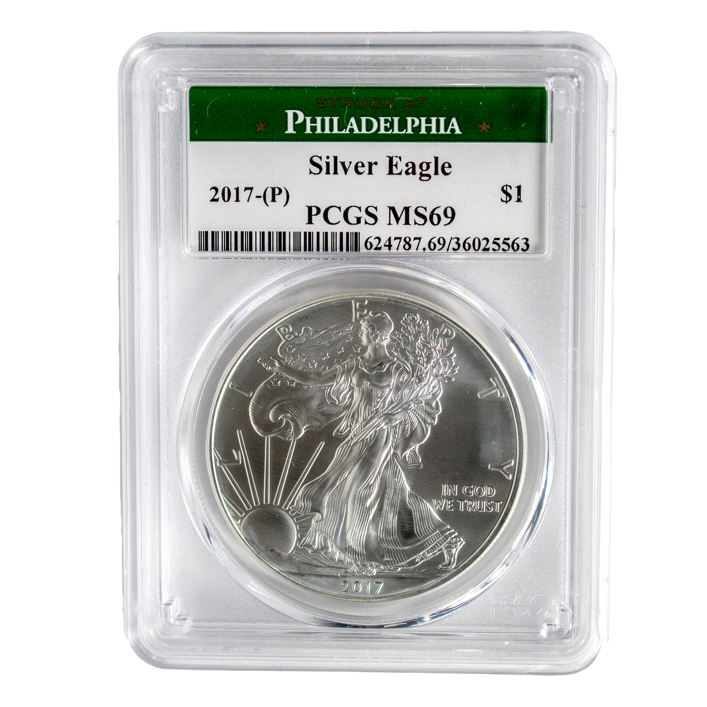 2017 (P) Silver Eagle - Business Strike - PCGS MS69 Philadelphia Label
