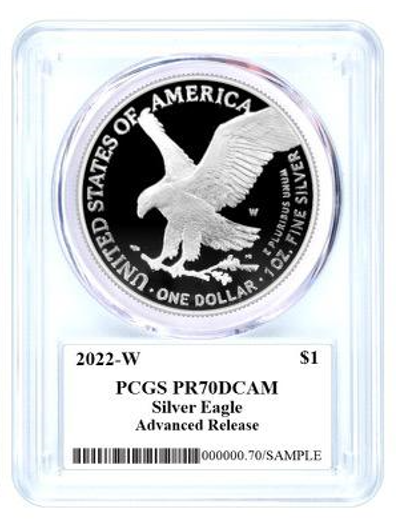 2022 Silver Eagle Proof - PCGS PR70 AR Advanced Release - Emily Damstra Signature Label