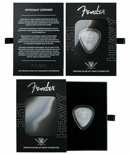 2021 Fender 351 Silver Guitar Pick - Pamp Suisse 10 Grams