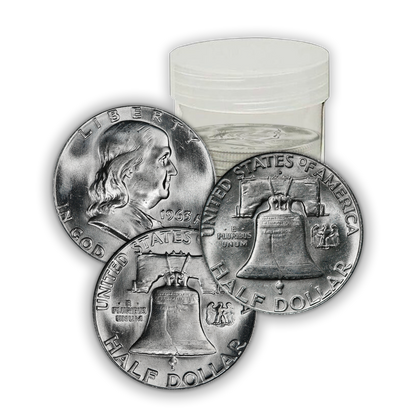 1963 Franklin 90% Silver Half Dollar 1/2 Roll of 10 - P & D - Uncirculated
