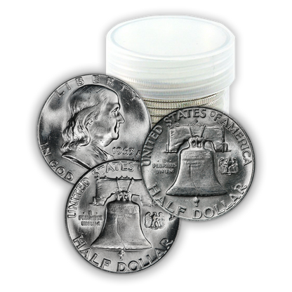 Franklin 90% Silver Half Dollar Roll of 20 - PDS - Uncirculated