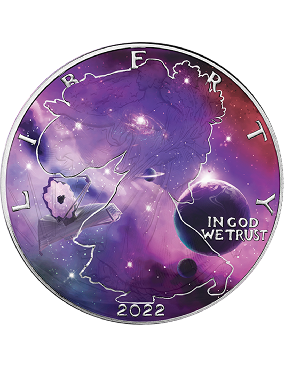2022 Silver Eagle Glowing Galaxy 1 Oz Silver