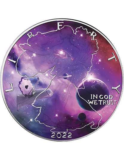 2022 Silver Eagle Glowing Galaxy 1 Oz Silver