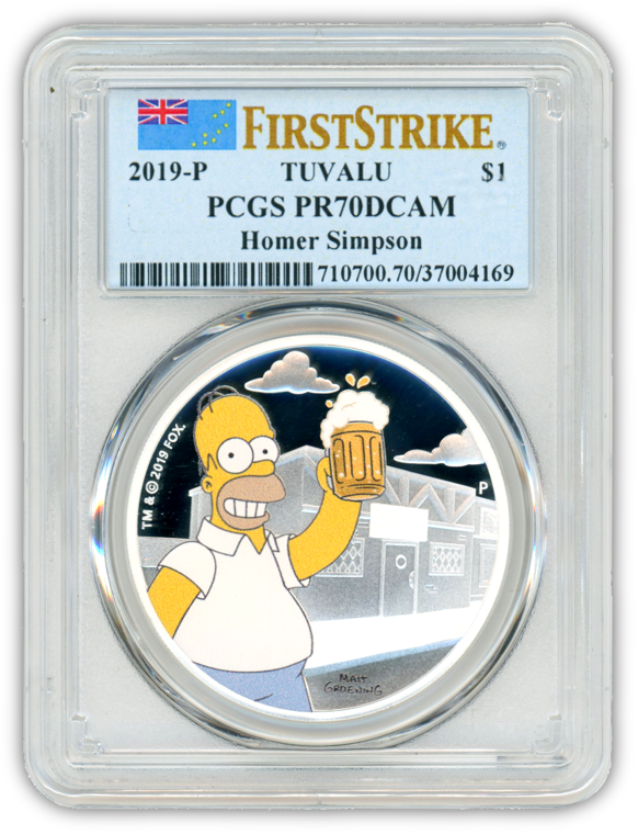 2019 Homer Simpson 1 Oz Silver - PCGS PR70