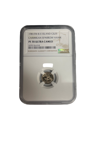 1981 FM B.V Island Caribbean Sparrow Hawk G$25 NGC PF70 Ultra Cameo