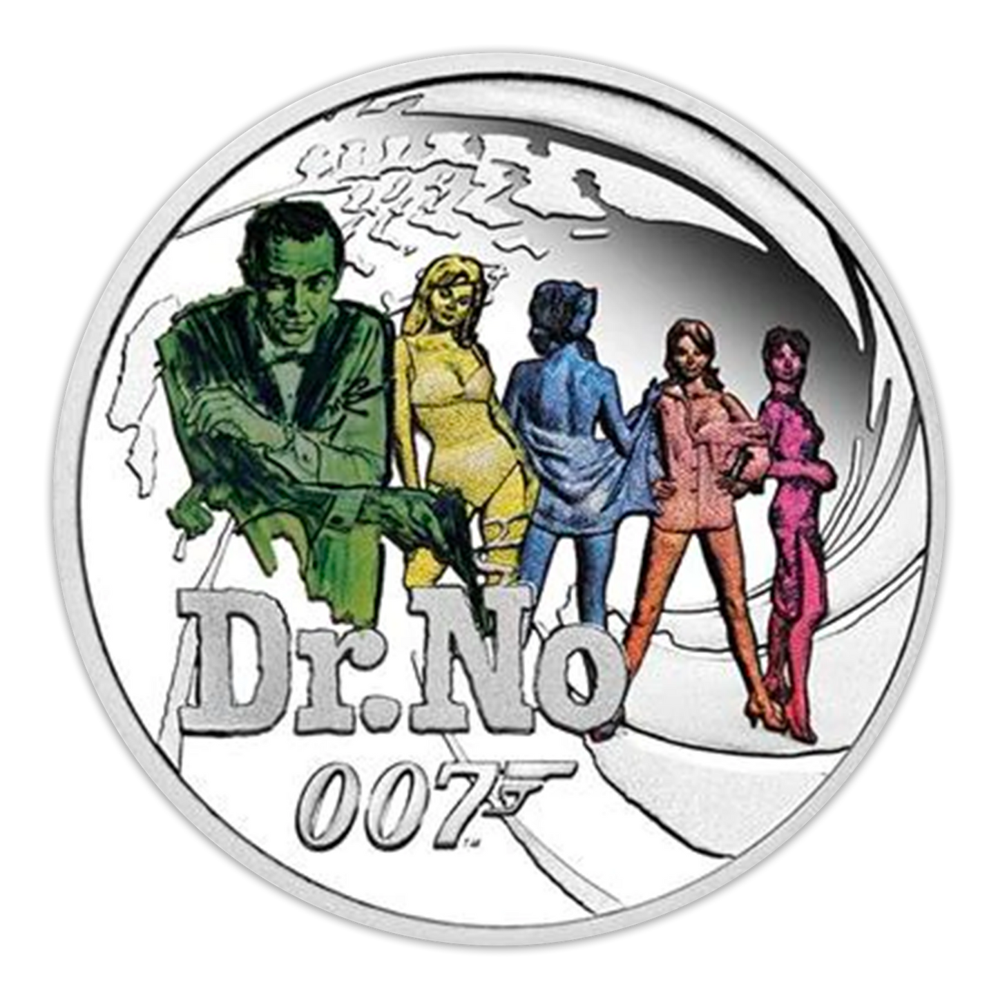 2021 James Bond 1/2oz Silver Proof Colorized 8 Coin Set