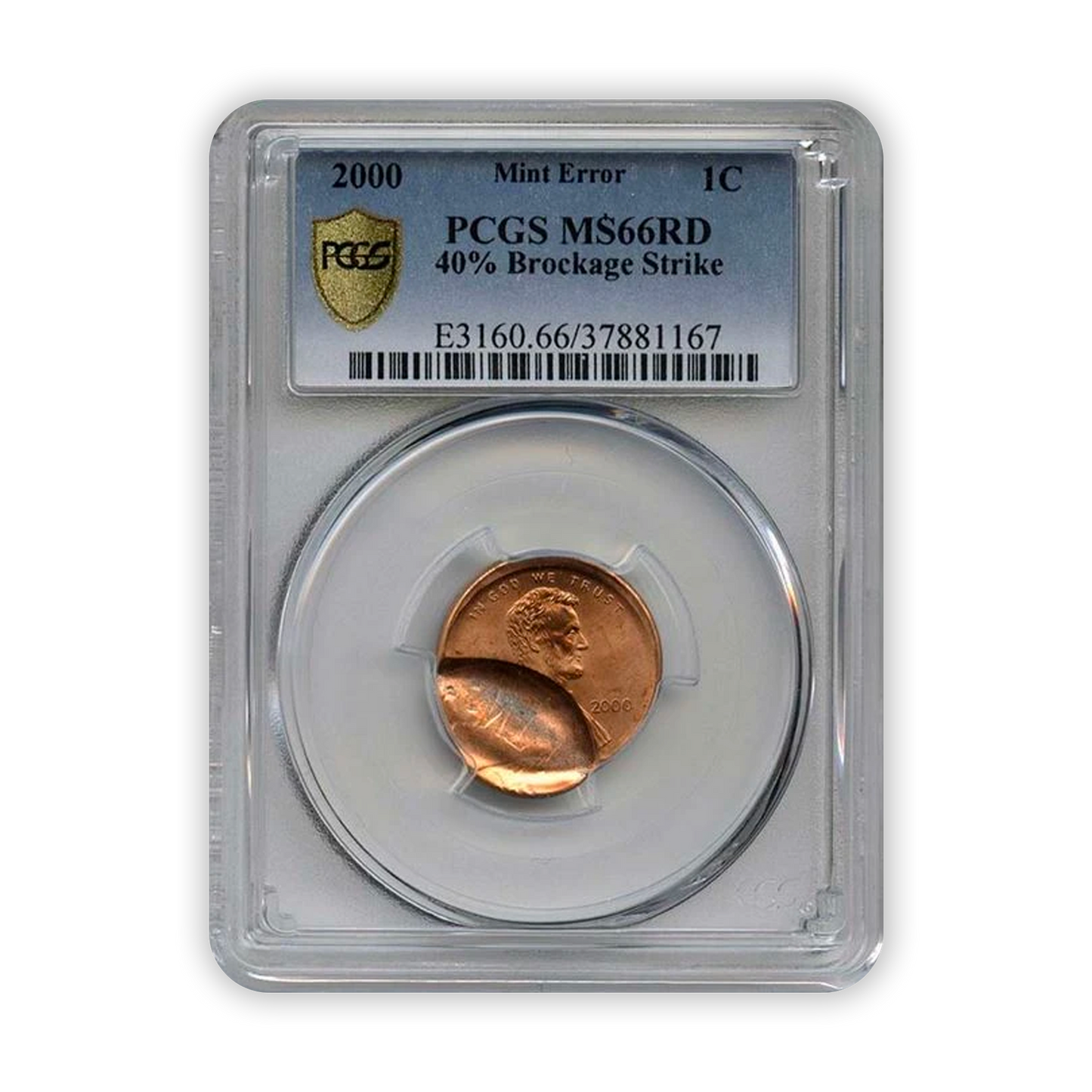 Lincoln Cent - Huge Brockage - PCGS MS65