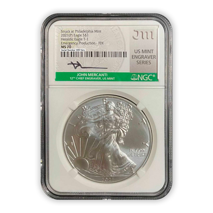 2021 P Silver Eagle - Type 1 - Business Strike - Philadelphia - NGC MS70 First Day of Issue Mercanti Label