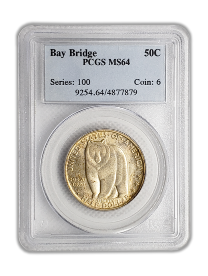 1936 S Bay Bridge Silver Half Dollar San Francisco - PCGS MS64