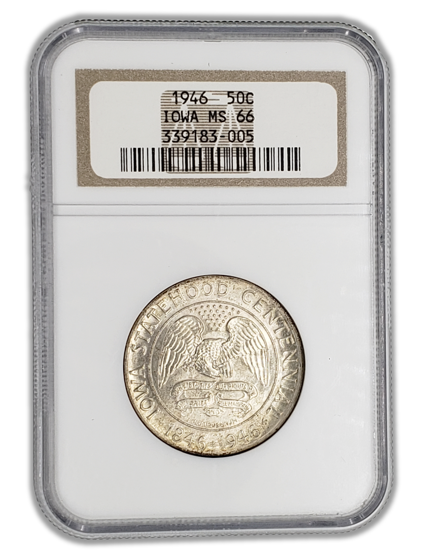1946 Iowa Silver Half Dollar Philadelphia - NGC MS66