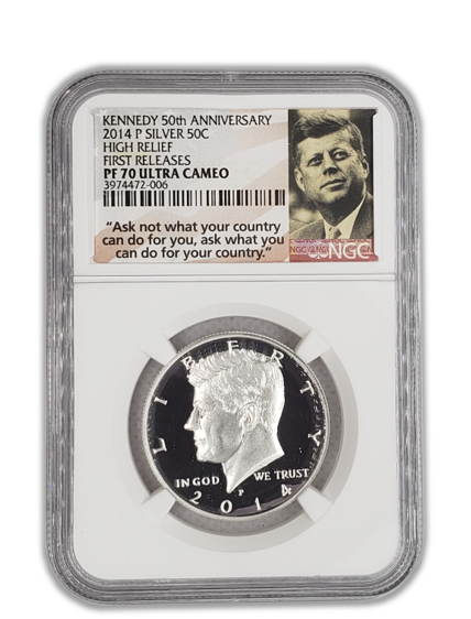 2014 Kennedy Silver Half Dollars - High Relief Early Releases - 4 pc Anniversary Set - NGC PF70