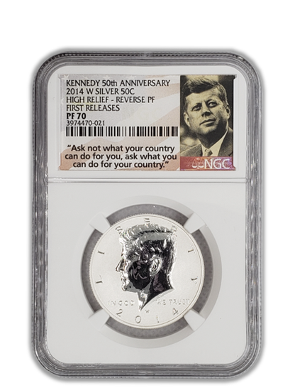 2014 Kennedy Silver Half Dollars - High Relief Early Releases - 4 pc Anniversary Set - NGC PF70