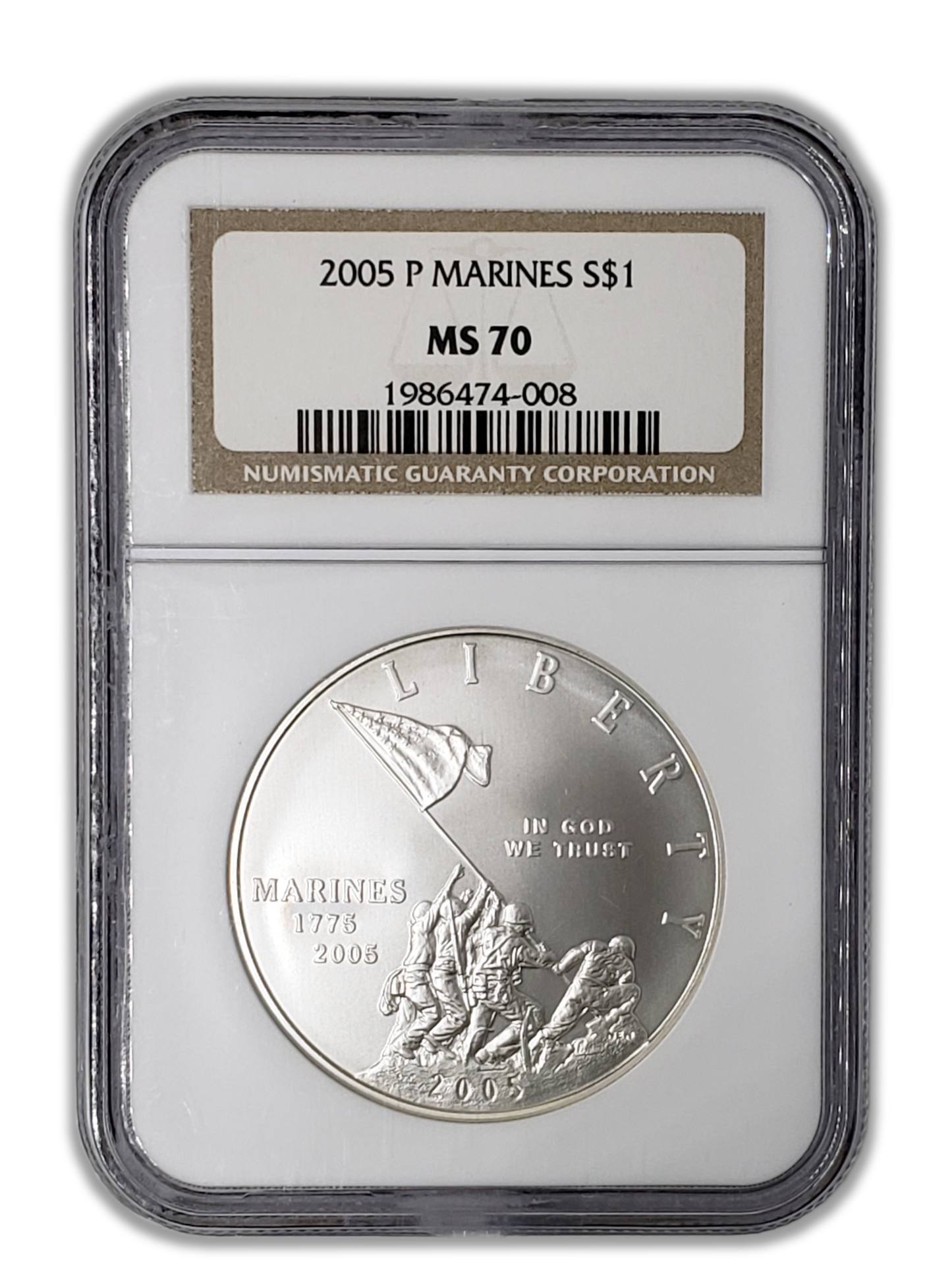 2005 Marine Corps Silver Dollar - Philadelphia NGC MS70