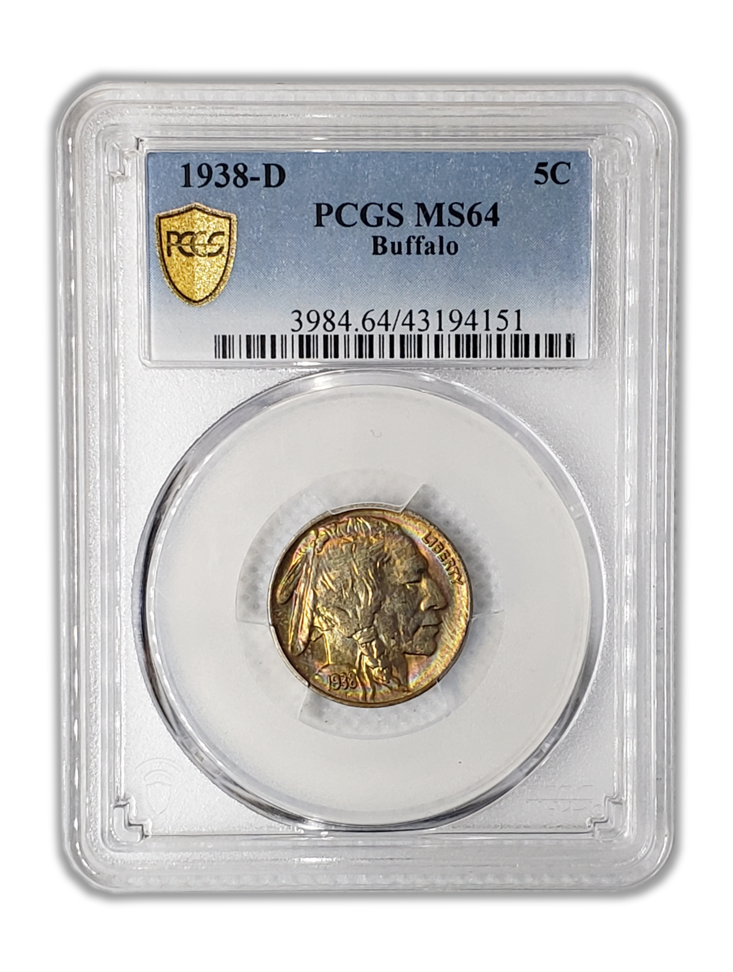 1938 D Buffalo Nickel Denver - PCGS MS64 Toned