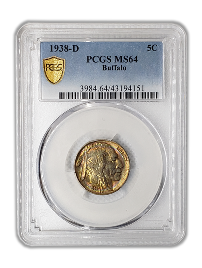 1938 D Buffalo Nickel Denver - PCGS MS64 Toned