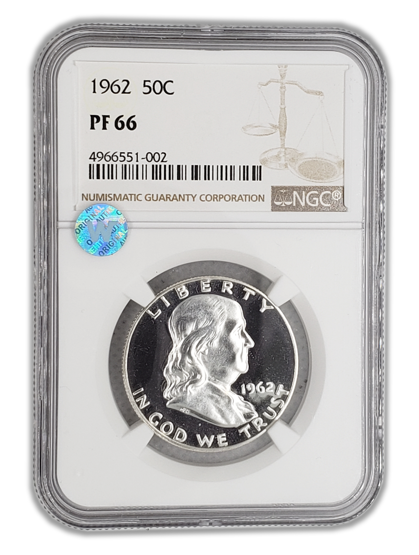 1962 Franklin Silver Half Dollar - NGC PF66 Sight White