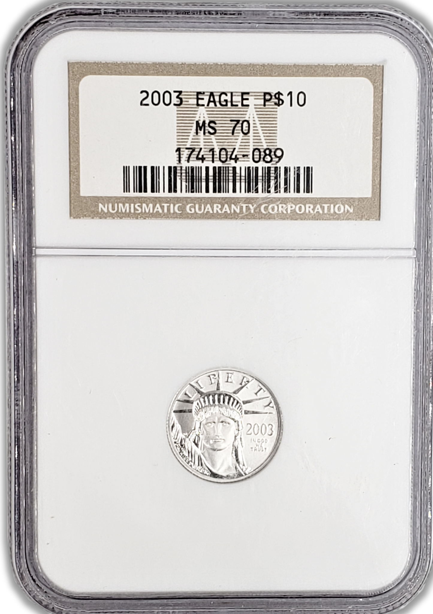 2003 $10 Eagle Platinum Liberty - NGC MS70