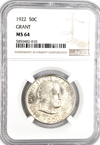 1922 Grant Silver Half Dollar - NGC MS64