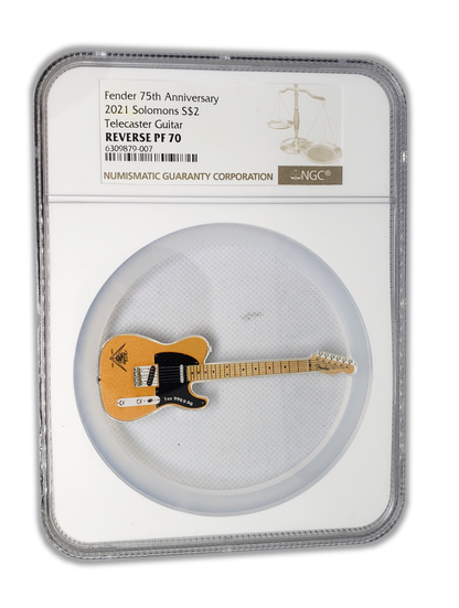 2021 Solomon Islands Fender Telecaster Guitar $2 Reverse Proof NGC PF70