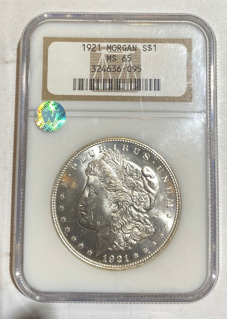 1921 Morgan Silver Dollar Philadelphia - NGC MS65 Sight White