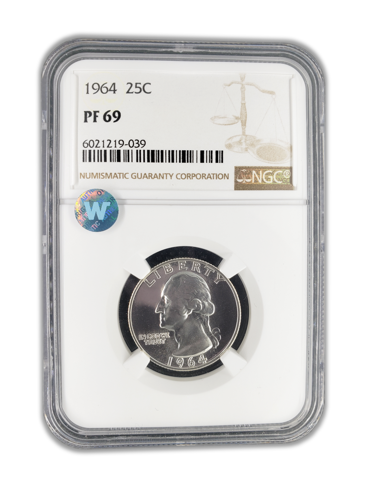 1964 Washington Silver Quarter Philadelphia - NGC PF69 Sight White