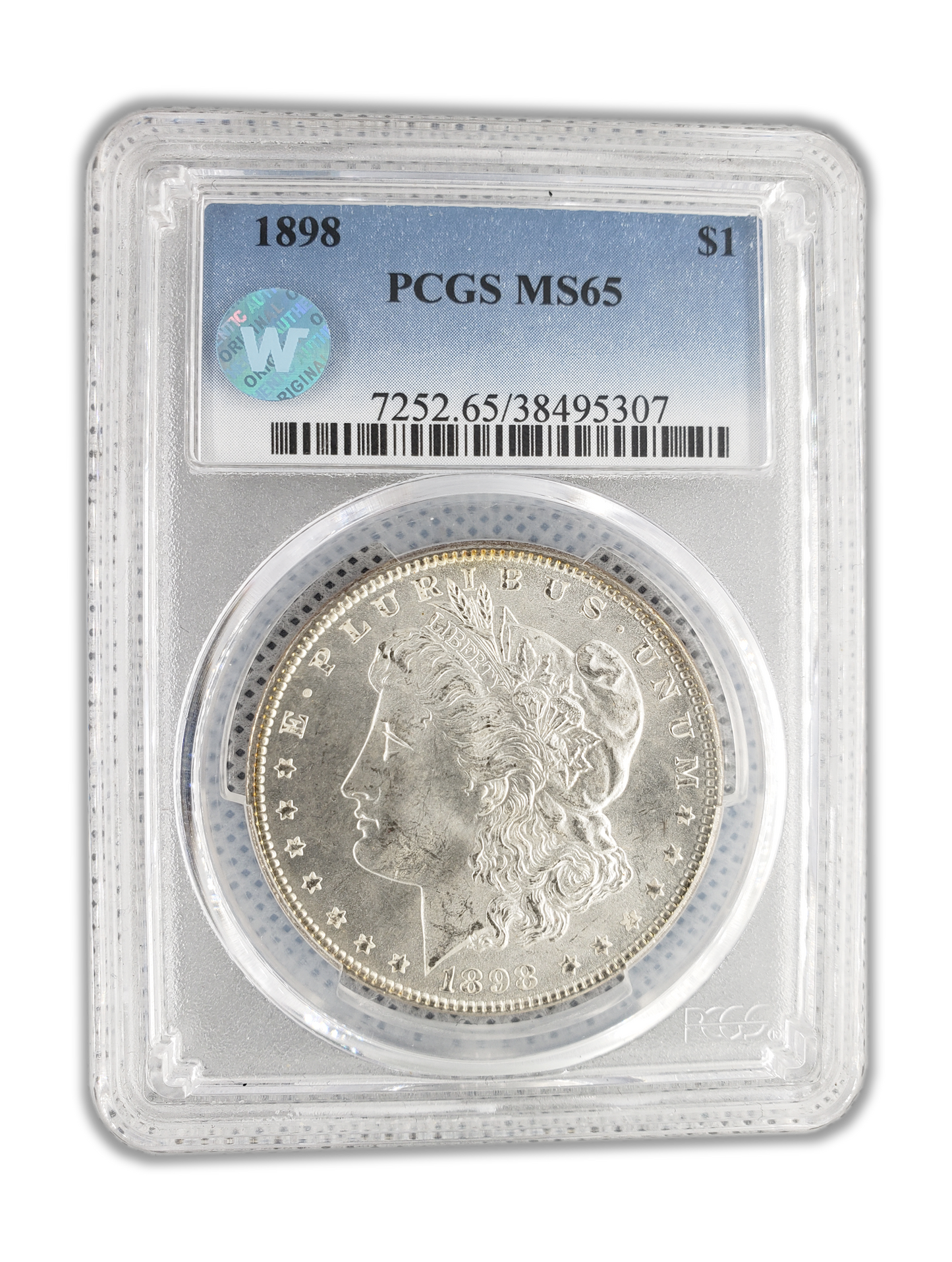 1898 Morgan Silver Dollar Philadelphia - PCGS MS65 Sight White