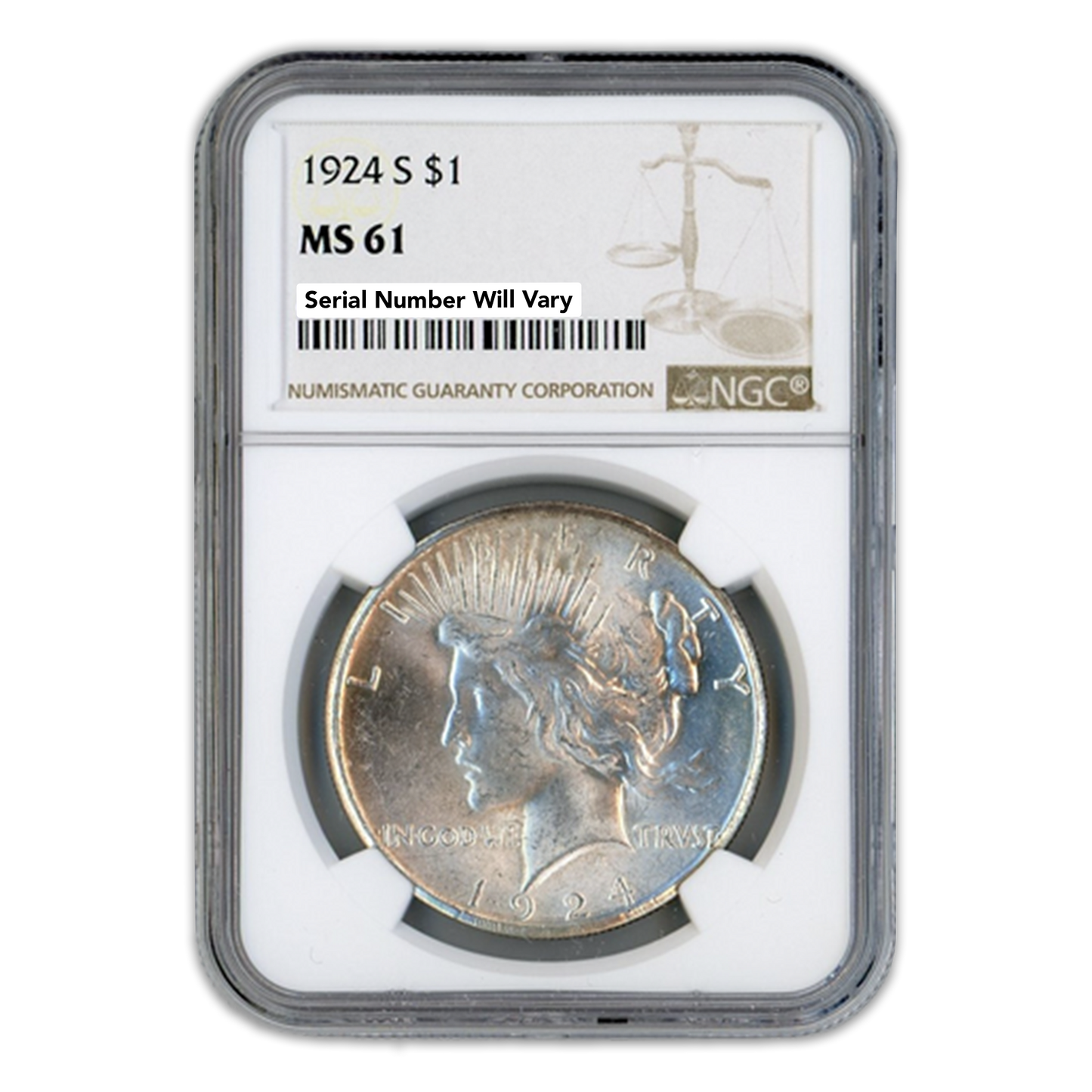 1924-S Peace Silver Dollar - NGC MS61