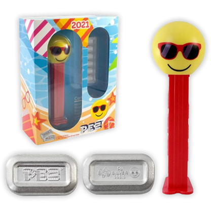 2021 Pez Pamp Suisse Silver 6x5-gram Bars - Summer Sunglasses Chillin Emoji
