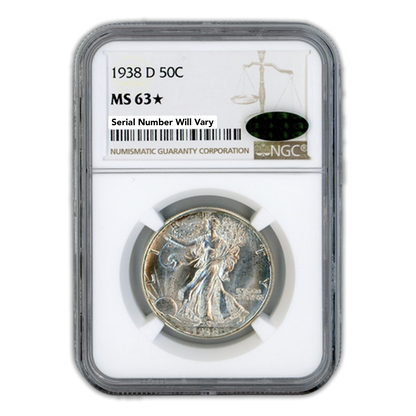 1938-D Walking Liberty Silver Half Dollar - NGC MS63* CAC Label