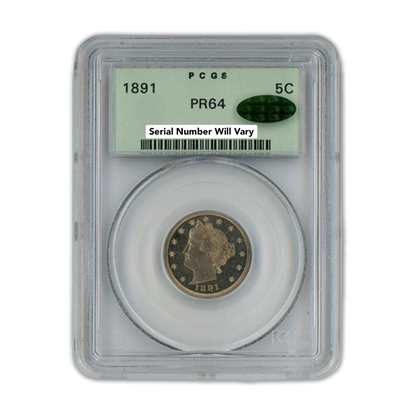 1891 Liberty Head Nickel - PCGS PR64 Old Green Holder CAC Label