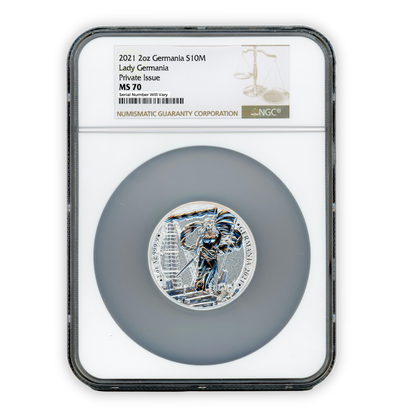 2021 2 oz Germania 10 Mark - Lady Germania - Private Issue NGC MS70
