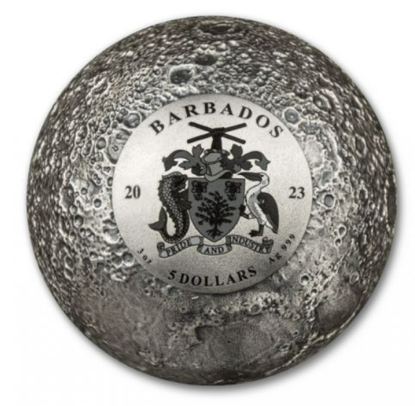 2023 3 oz Barbados Moon Spherical Silver