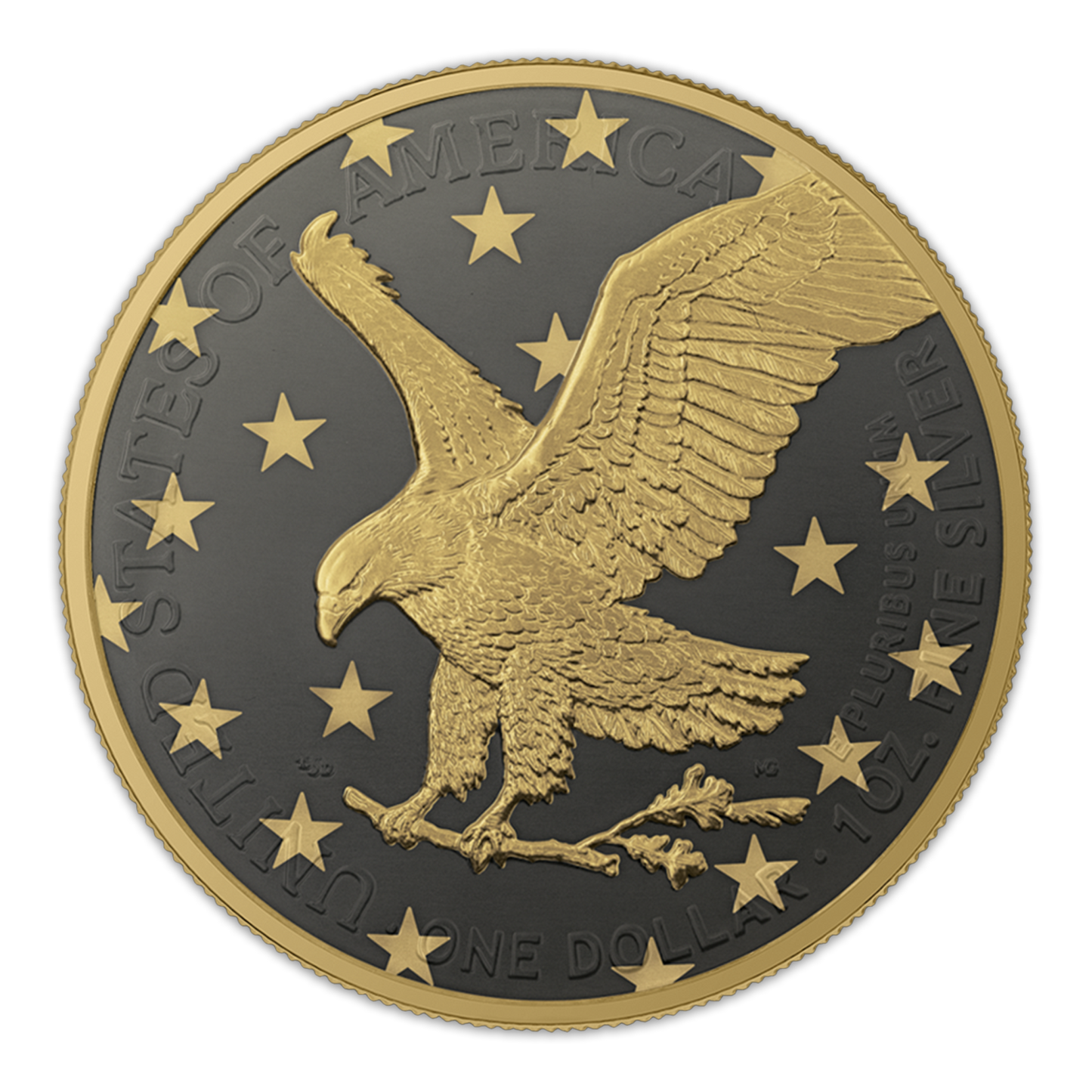 2023 Silver Eagle Golden Ring - Black Ruthenium & Gold Enhanced 1 oz Silver